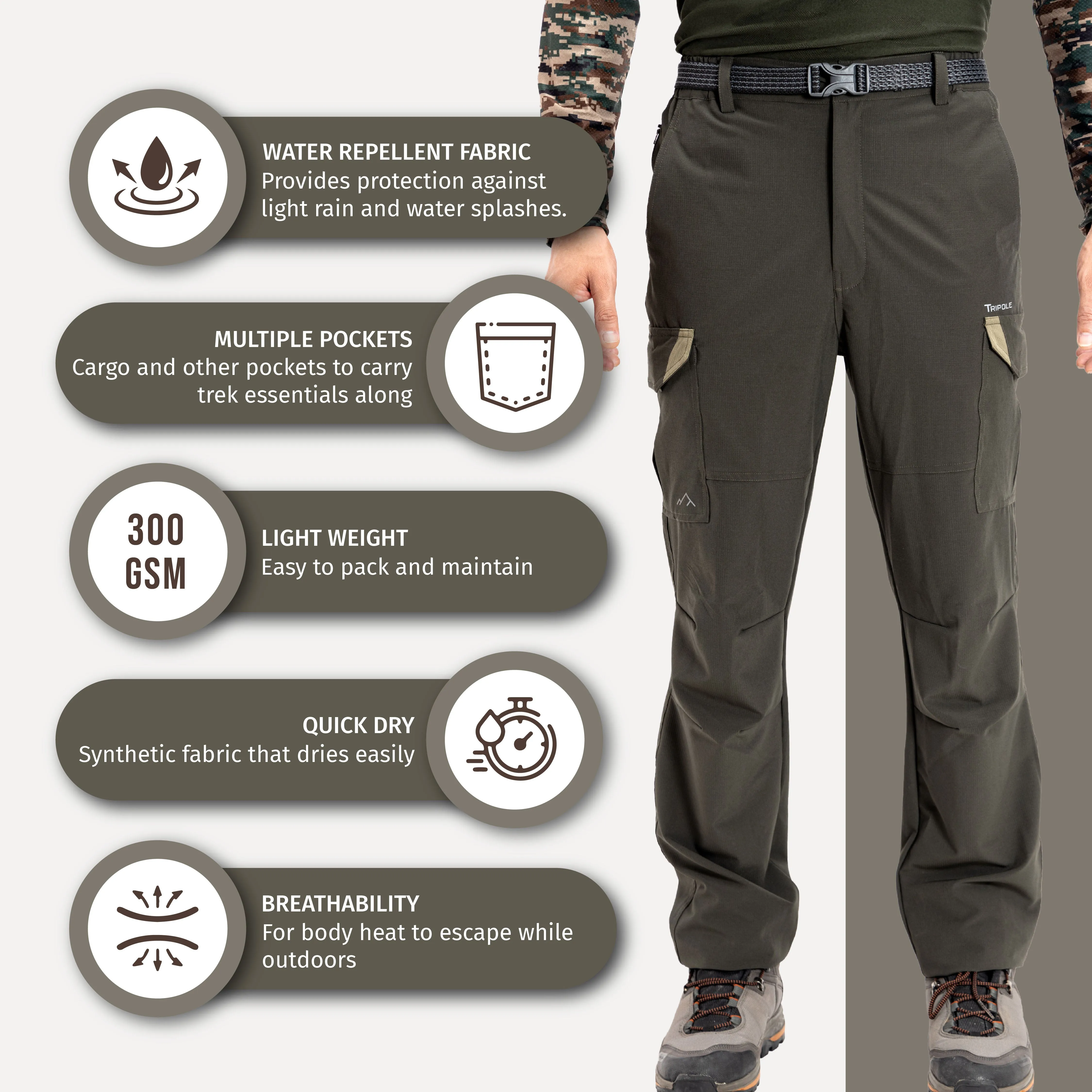 Cargo Trousers and Pants for Hiking and Travelling I Green