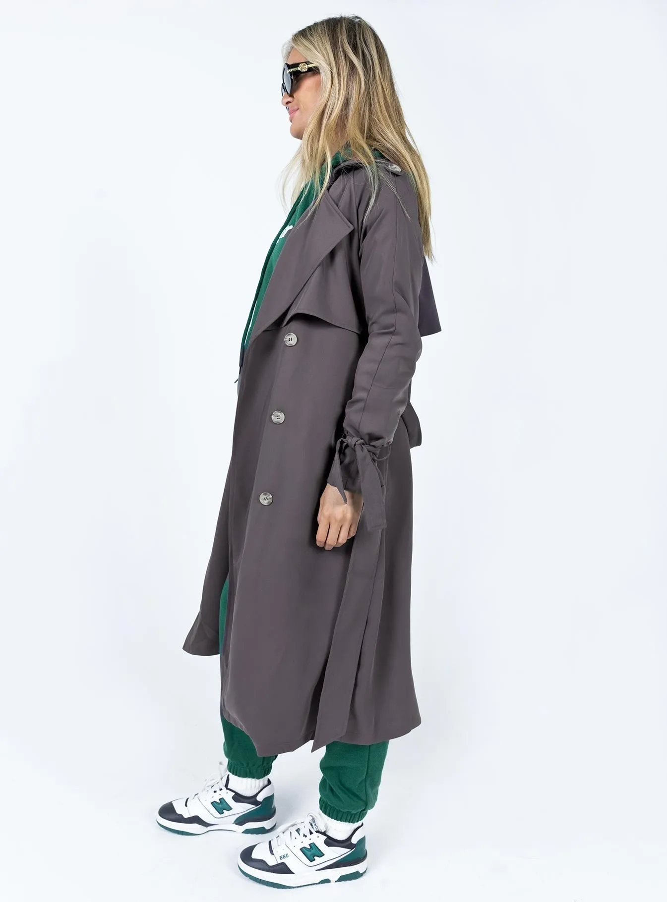 Cassie Trench Coat Slate Grey