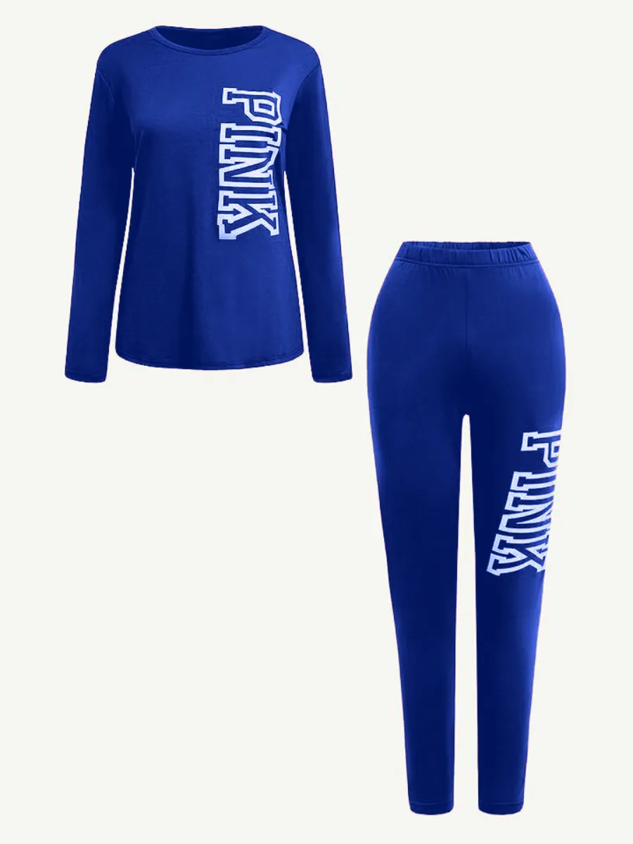 Cobalt Blue Logo Graphic 2pc Loungewear Jogger Set