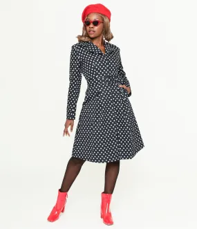 Collectif Black & White Polka Dot Jolianna Trench Coat