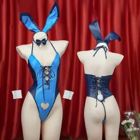 Cosplay Bunny Bow Tie Lace Up Jumpsuit Lingerie Set