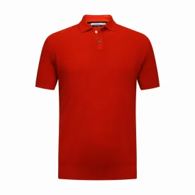 Cotton Cashmere Polo Shirt Cancale in fine pique stitch Red