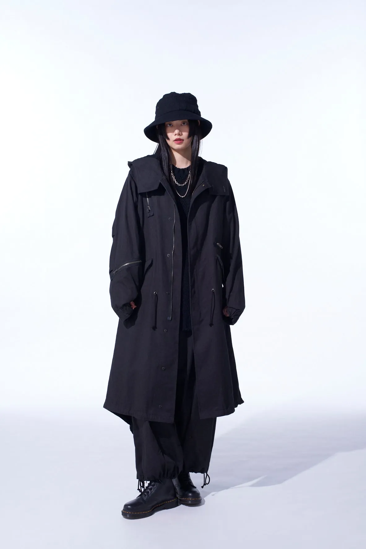 COTTON DRILL ZIPPER MODS COAT