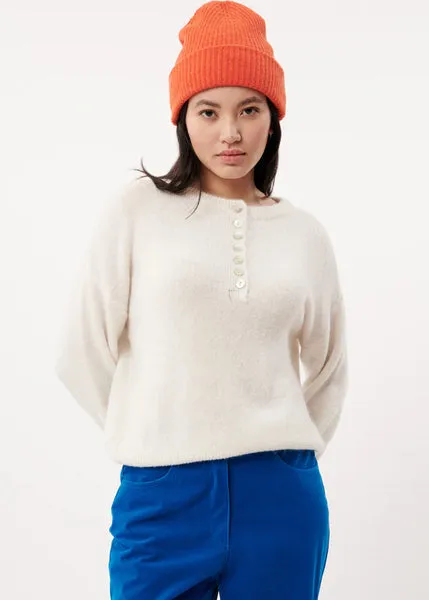 Cream Button Neck  Henley Sweater