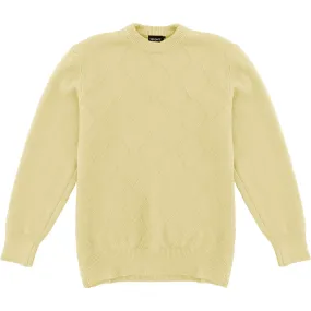 Cream Mens Knit Diamond Pattern Crew Neck Sweater