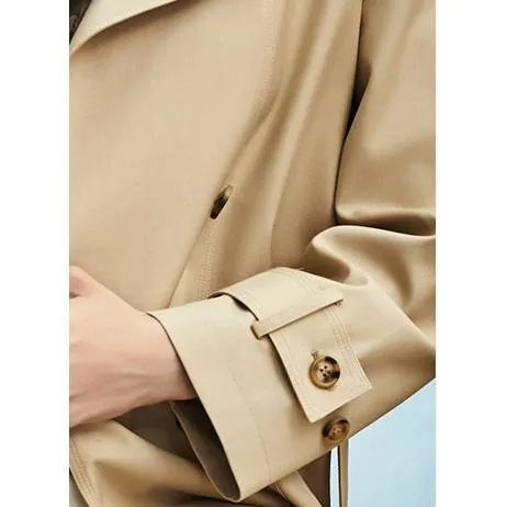 Cropped Belted Plain Trench Coat