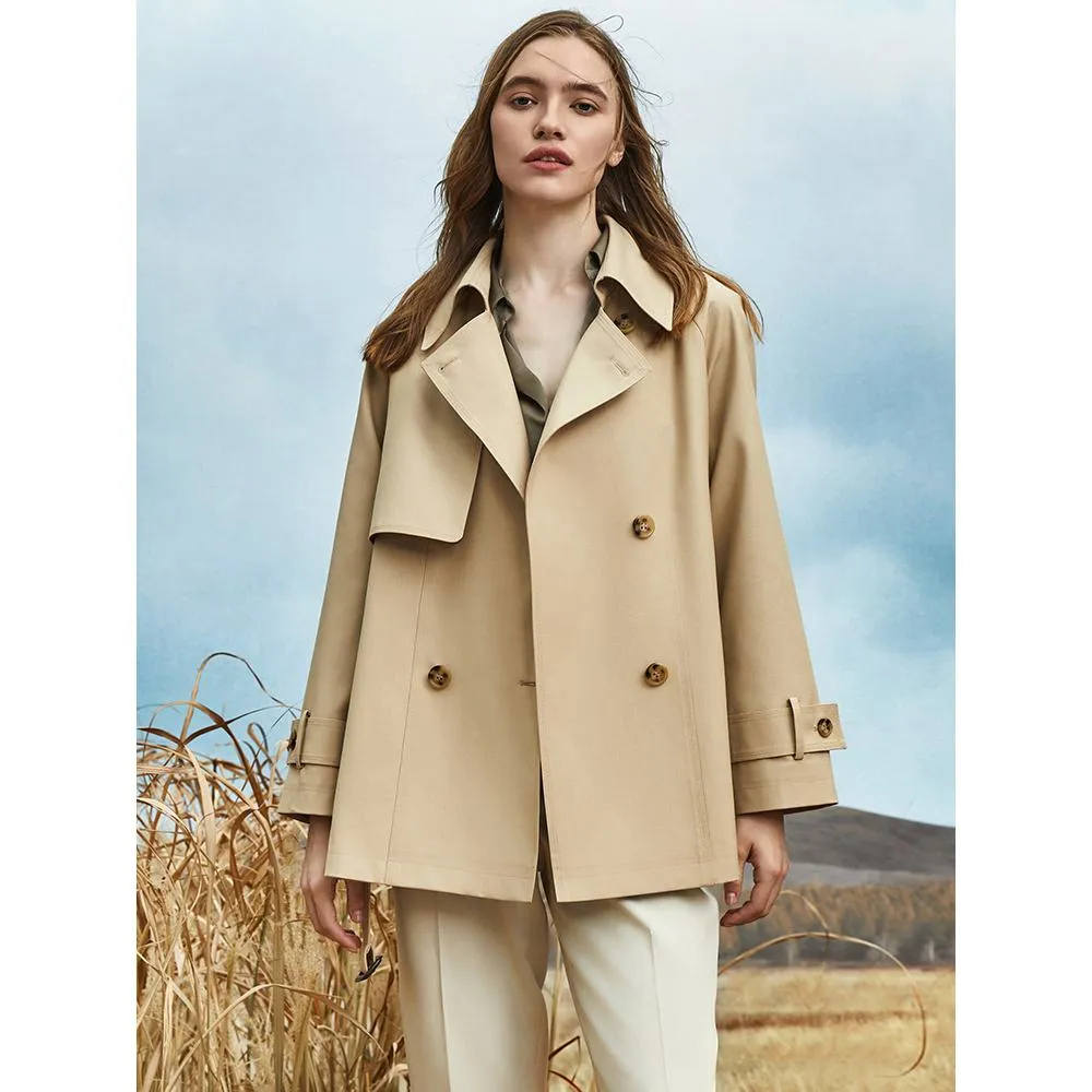 Cropped Belted Plain Trench Coat