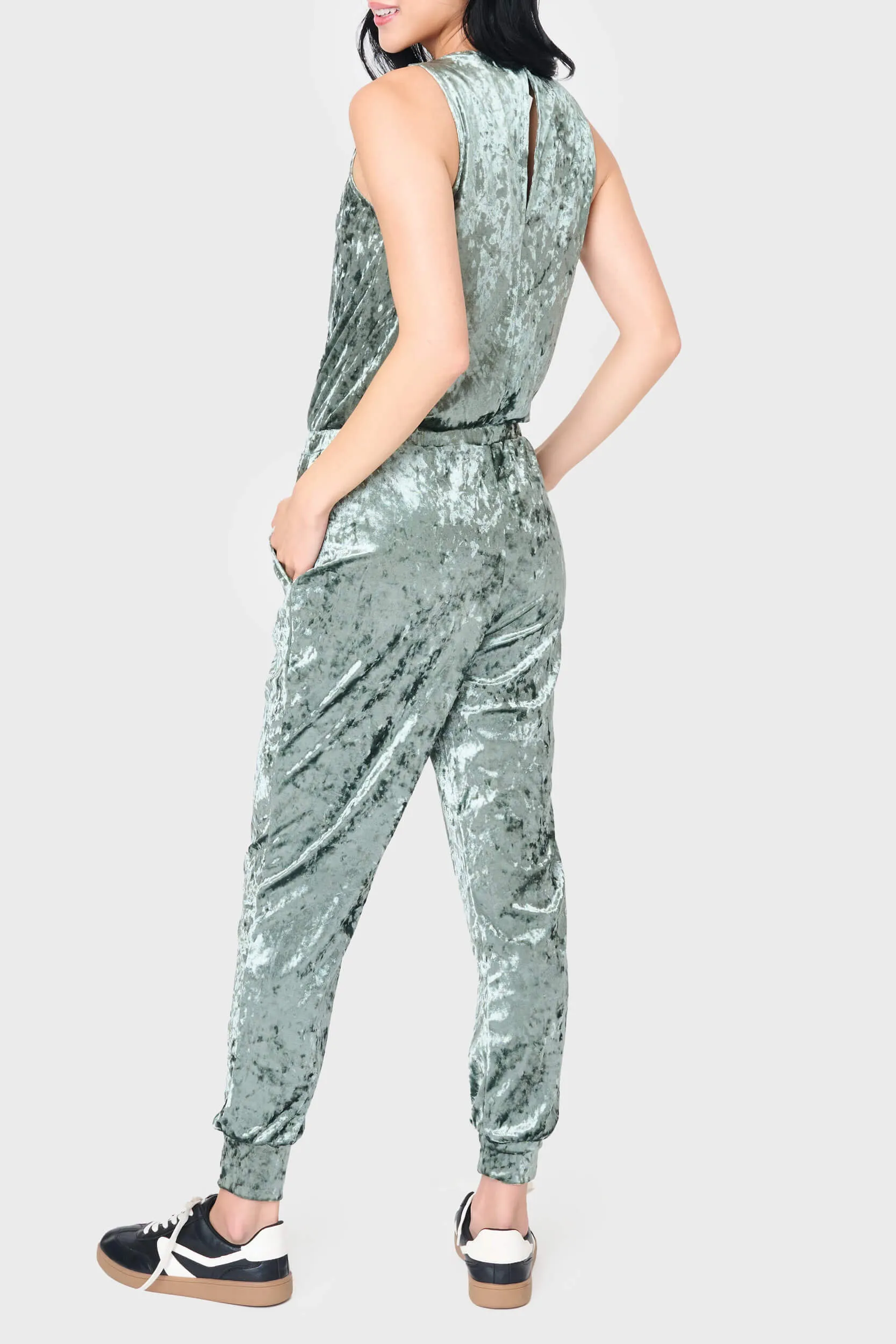 Crushed Velvet Sleeveless Jumpsuit