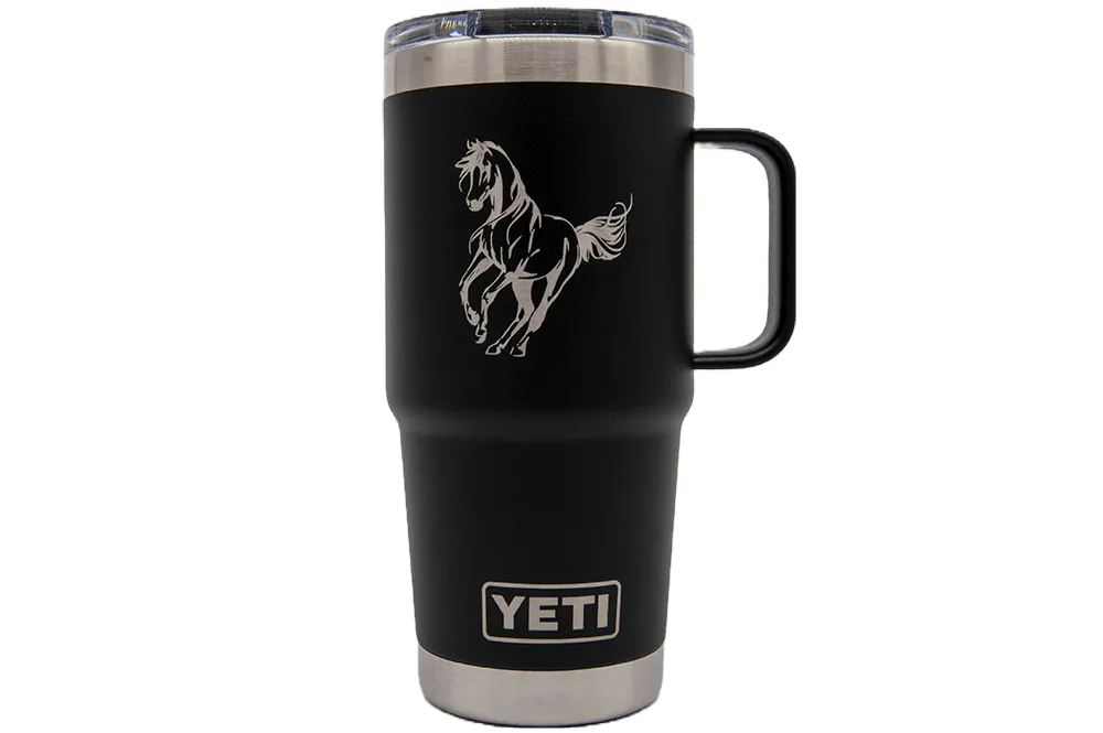 Custom YETI® 20oz Travel Mug with Stronghold™ Lid - Laser Engraved