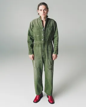 Destroyed Green Canvas Mechanic Jumpsuit