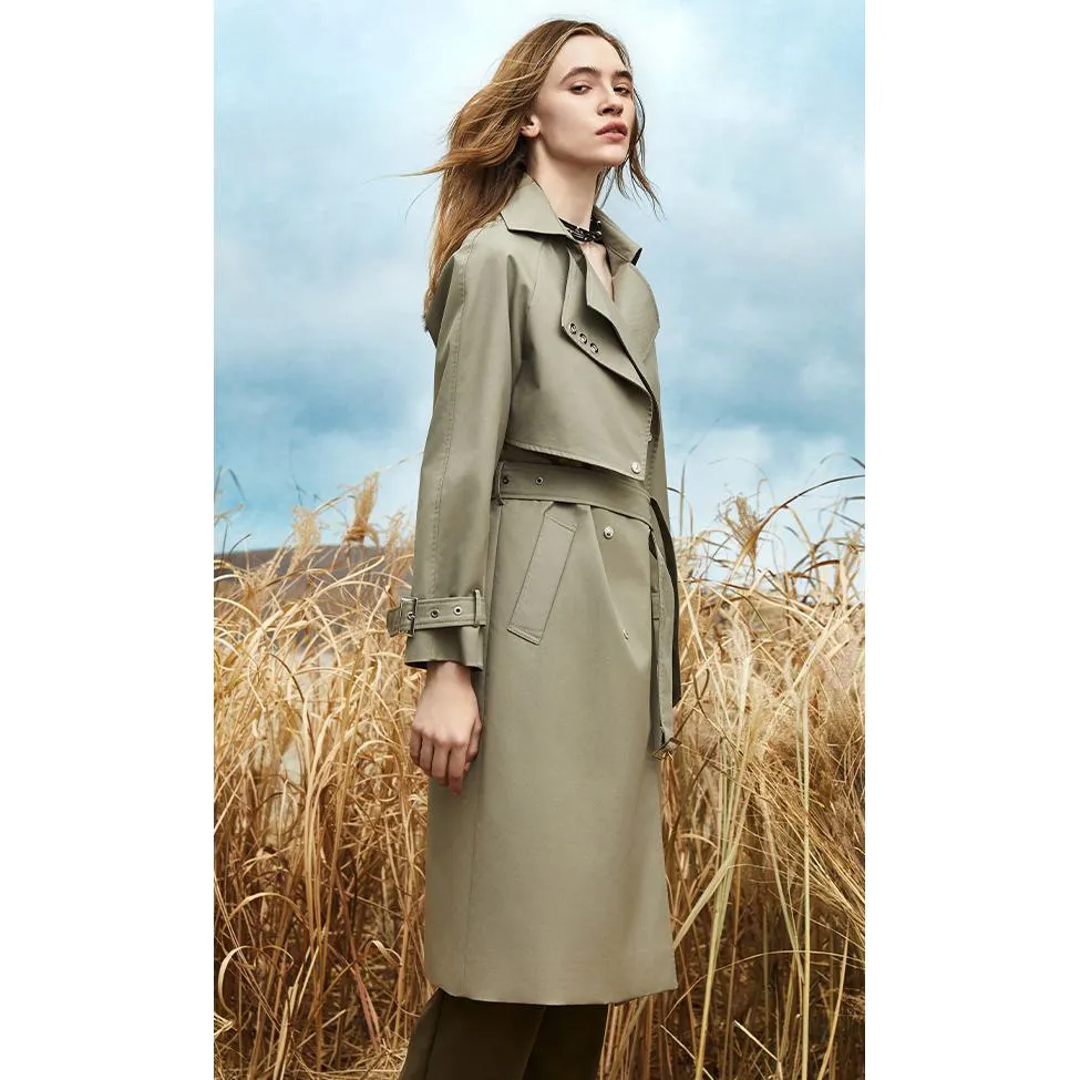 Double Layer Collar Knee-Length Trench Coat