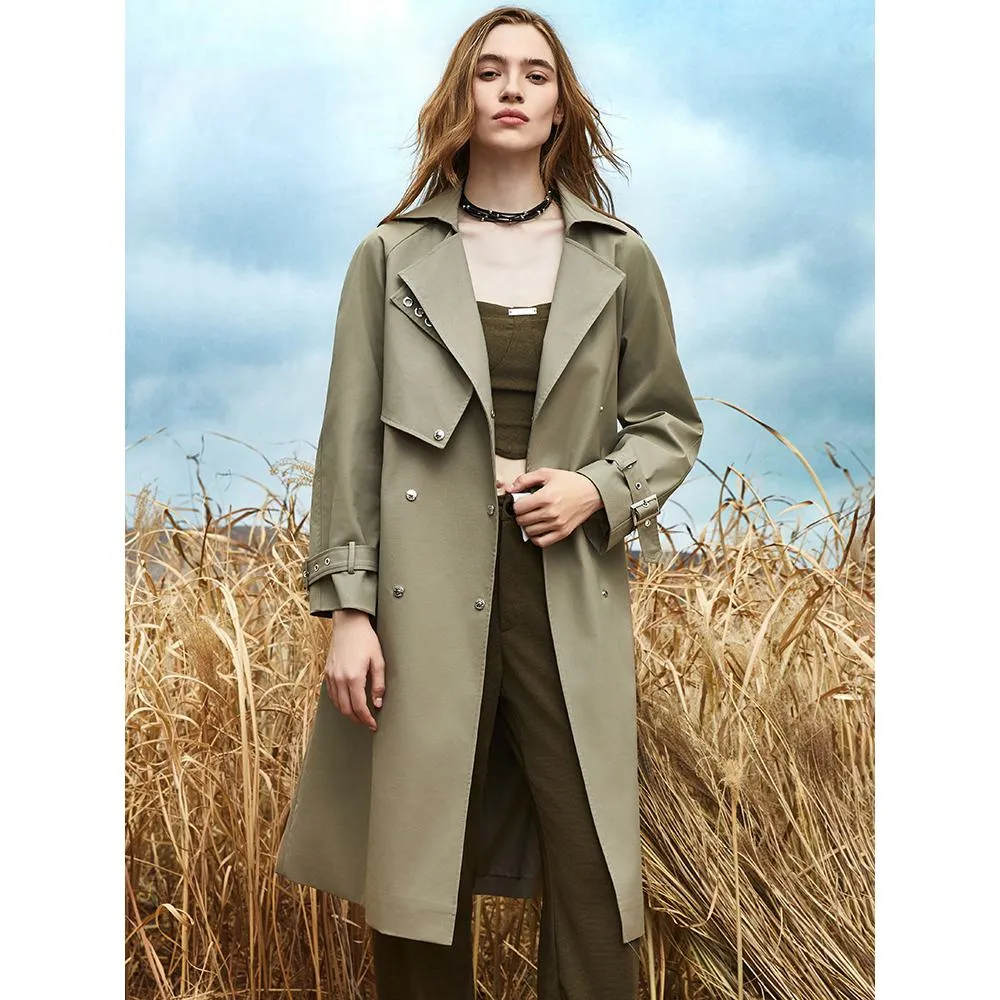 Double Layer Collar Knee-Length Trench Coat