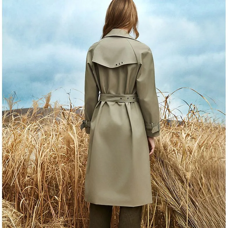 Double Layer Collar Knee-Length Trench Coat