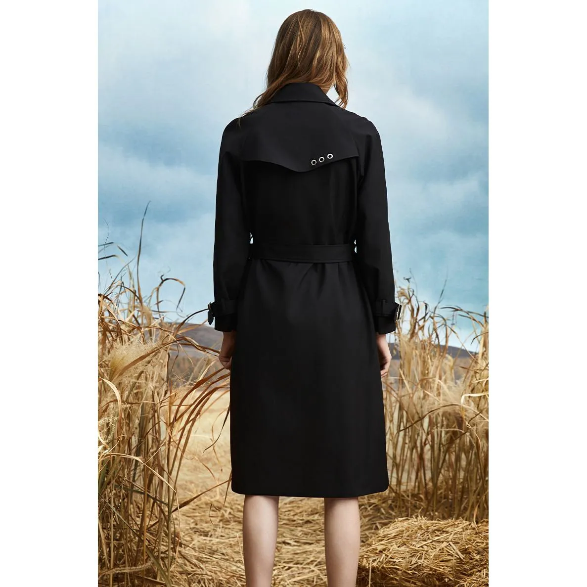 Double Layer Collar Knee-Length Trench Coat