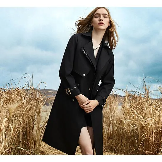 Double Layer Collar Knee-Length Trench Coat