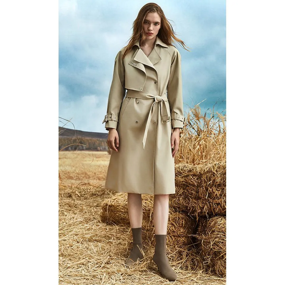 Double Layer Collar Knee-Length Trench Coat