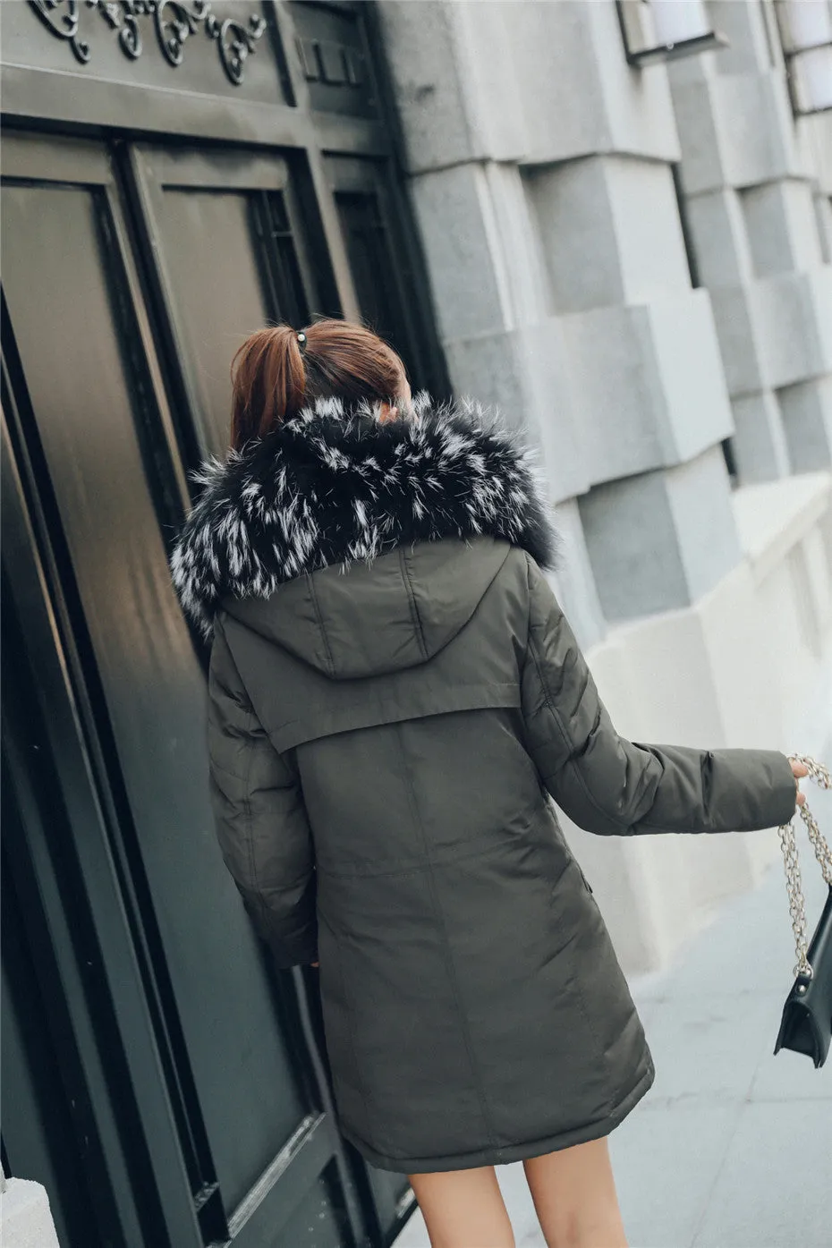 Duck Down Coats With Hooded Natural Real Fur