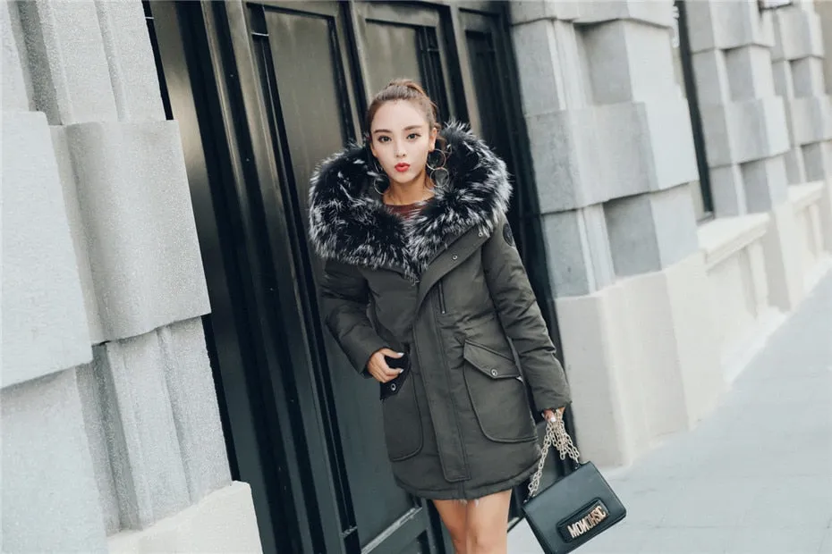 Duck Down Coats With Hooded Natural Real Fur