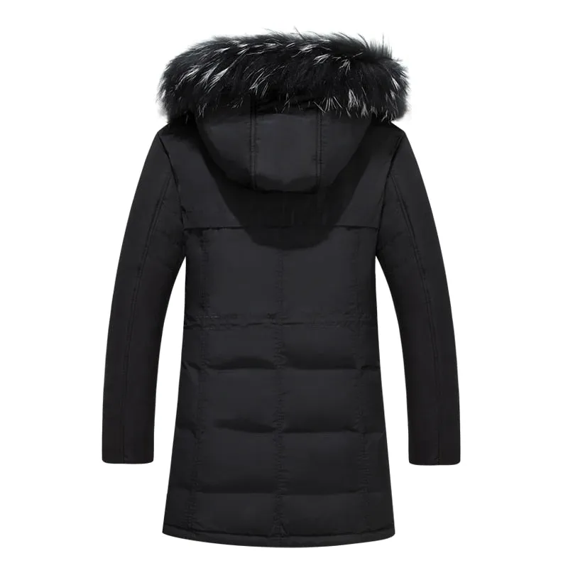 Duck Down Coats With Hooded Natural Real Fur