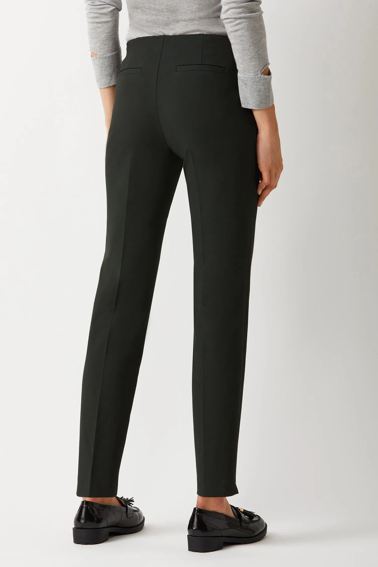 Ecru Designs Mid Waist Solid Stretch Crepe Pant