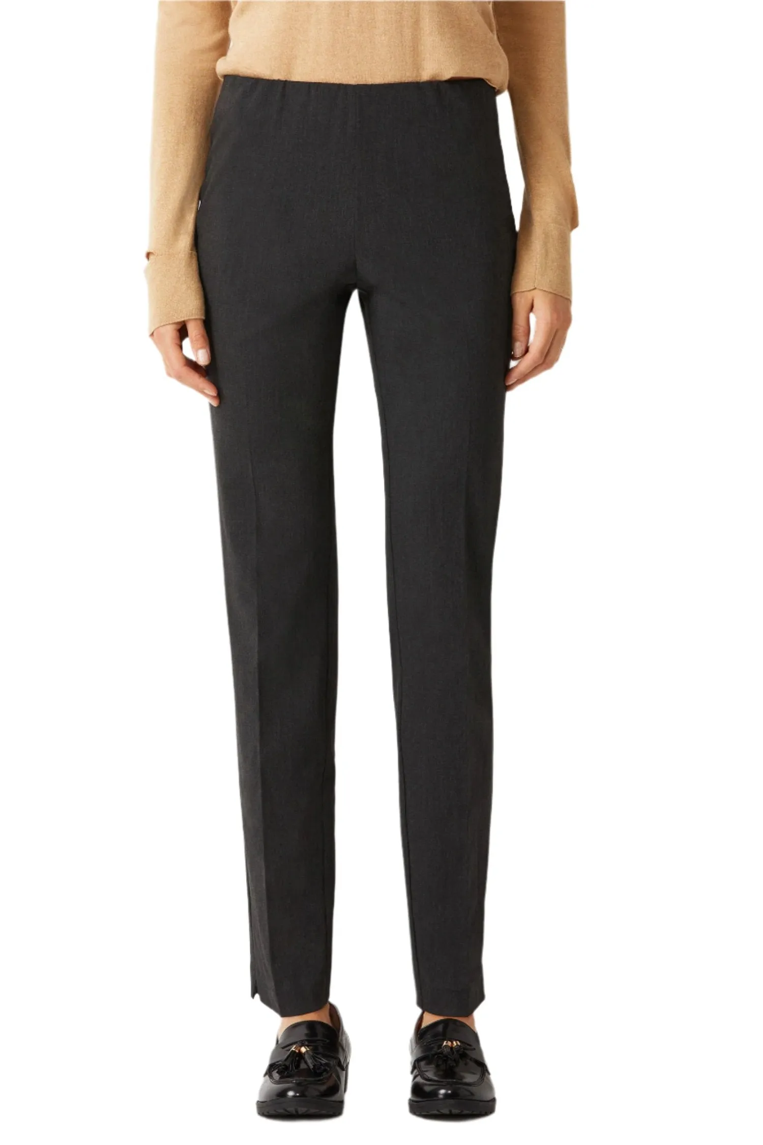 Ecru Designs Mid Waist Solid Stretch Crepe Pant