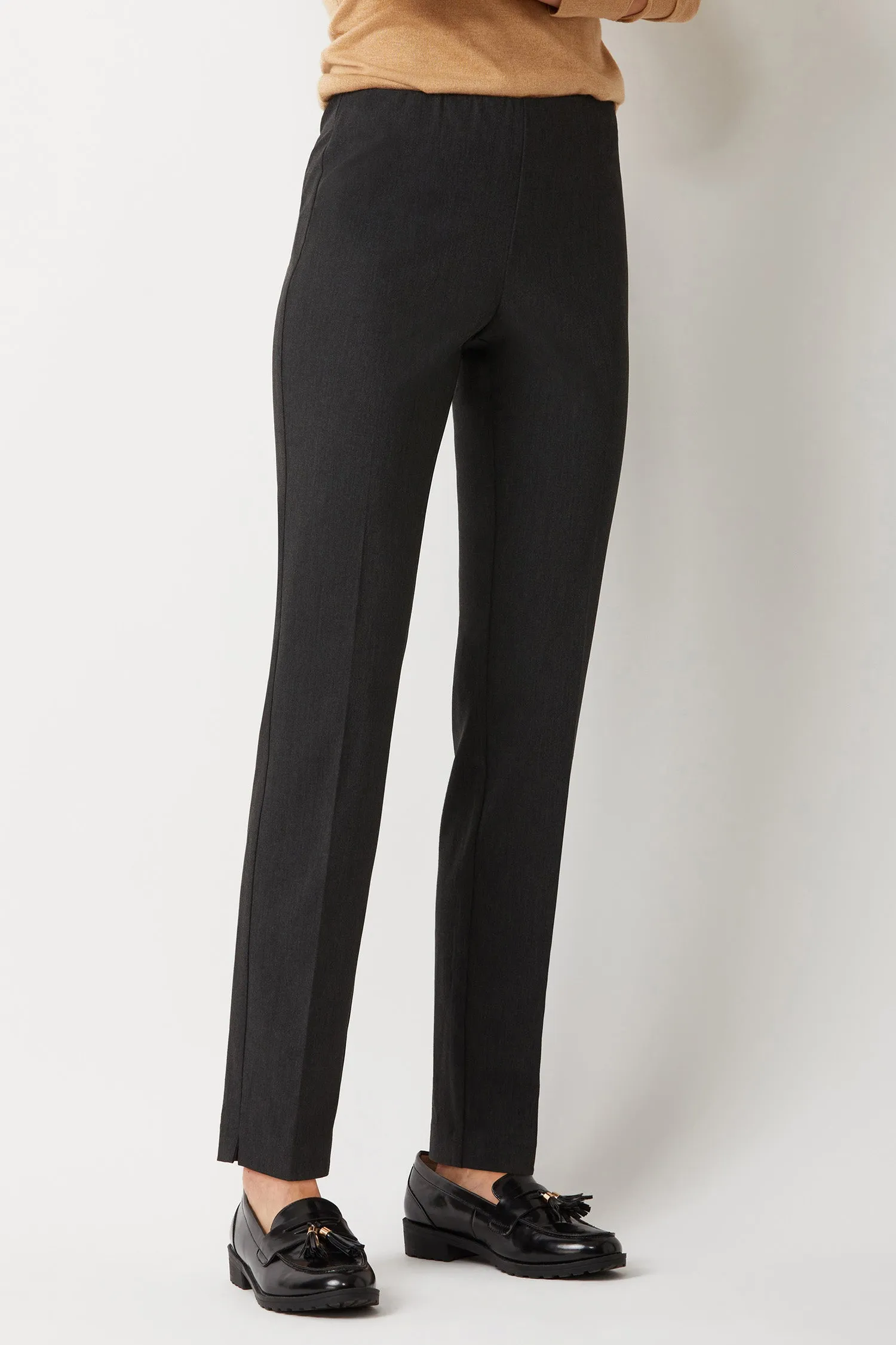 Ecru Designs Mid Waist Solid Stretch Crepe Pant