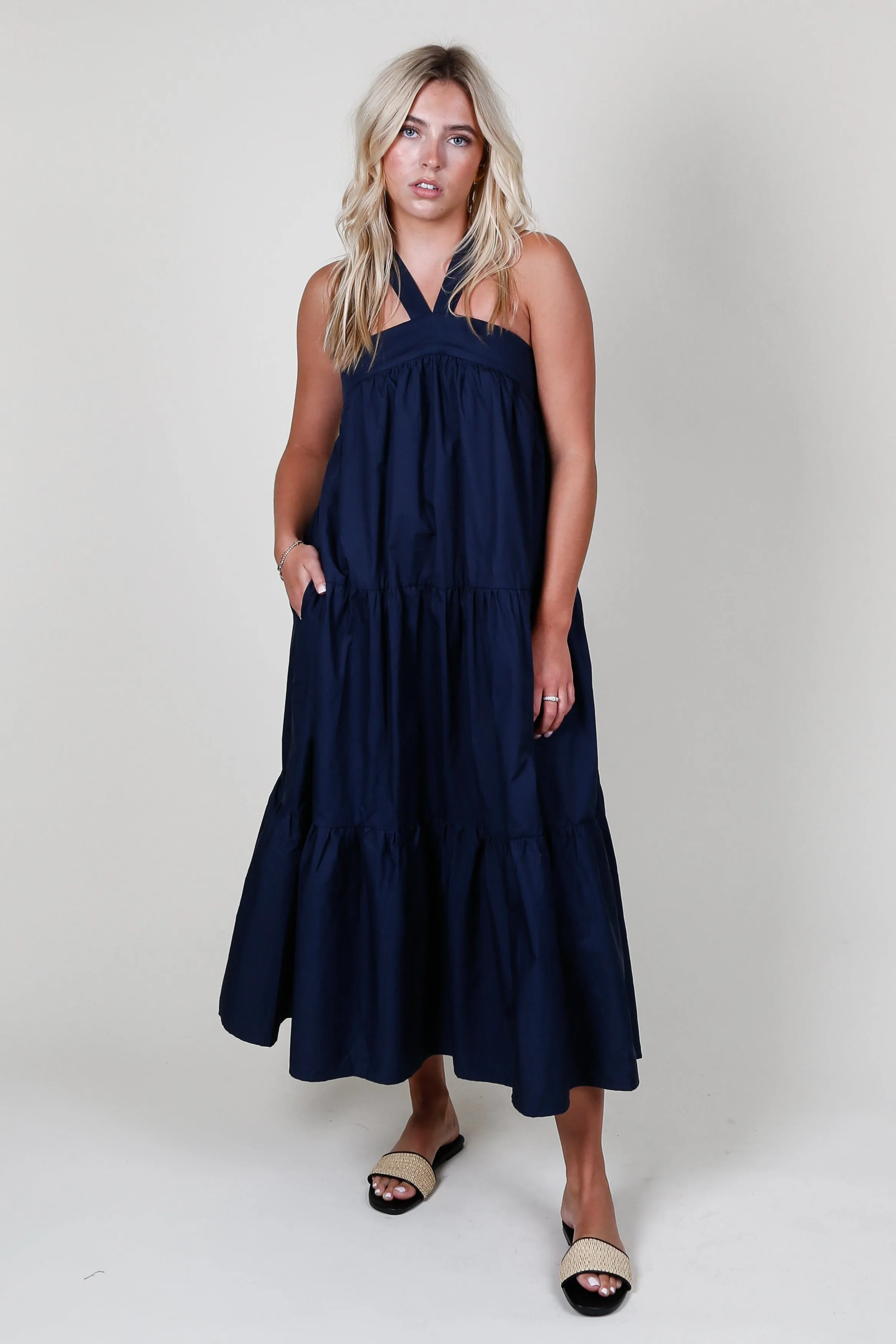 EN SAISON | Relaxed Tiered Maxi Dress - Navy