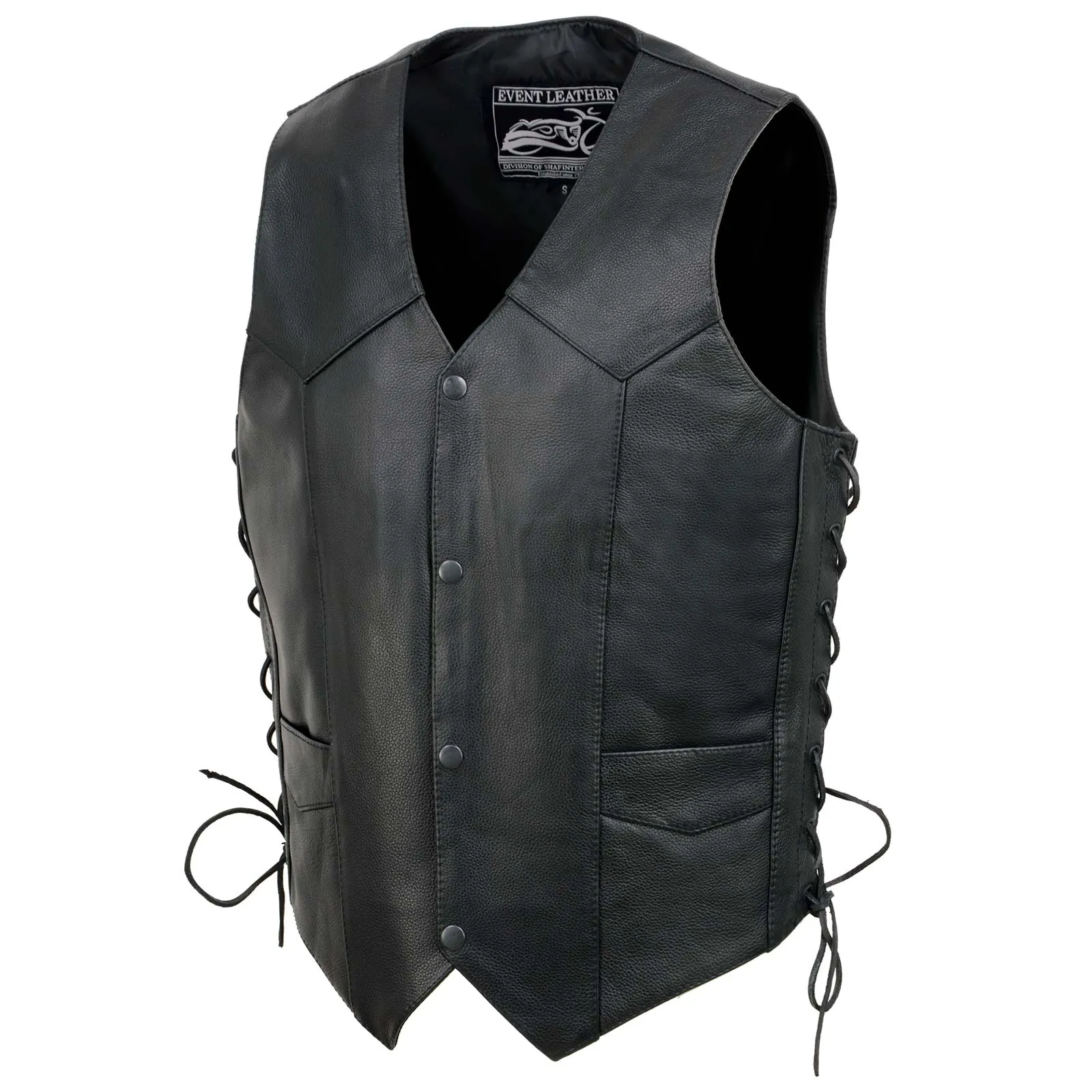 Event Leather's ELM3905 Men's 'Mayhem' 100% Genuine Motorcycle Leather Vest | Biker Vests with Embossed Skull & Wing