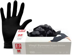 Ever Ready Disposable Vinyl Black Exam Gloves, Powder-Free & Latex-Free Gloves, Size X-Large