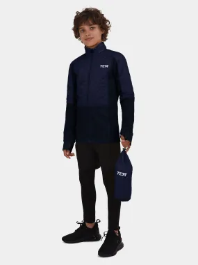 Excel Running Padded Packable Hooded Jacket For Boys With Thumbholes, Underarm Ventilation Zips, Zip Pockets & Reflective Strips