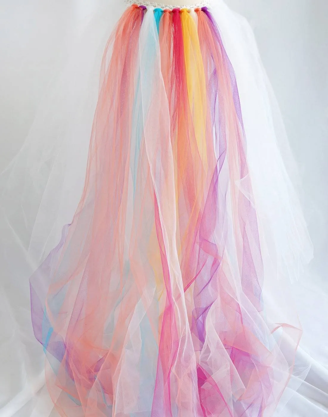 Fairy-like Tulle Dress with Long Colorful Tail