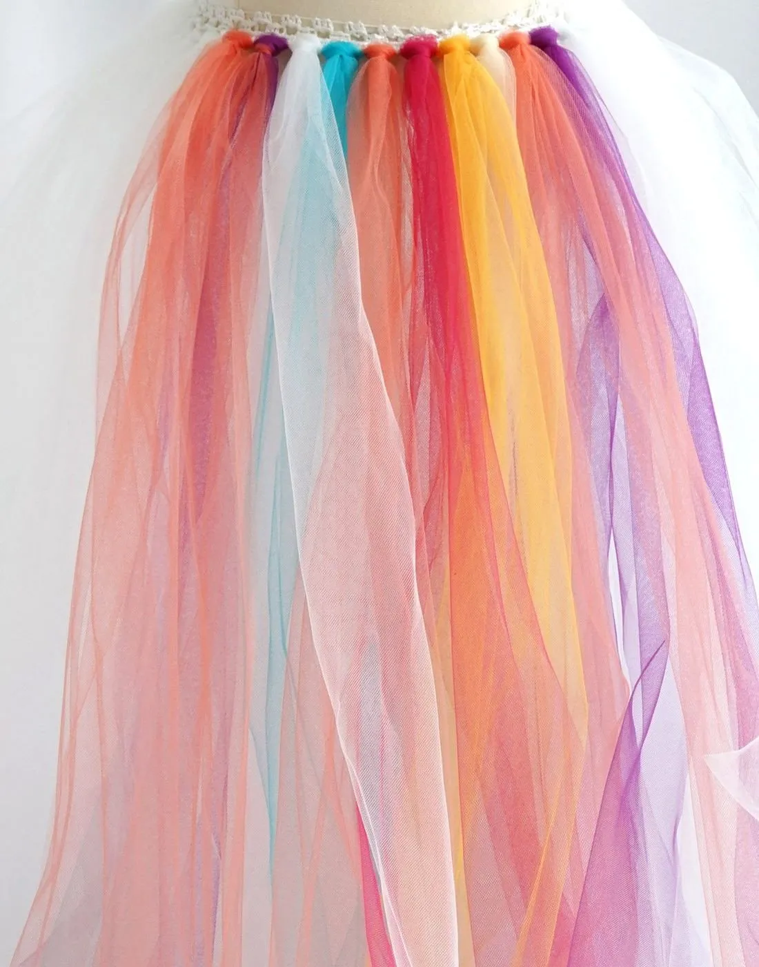 Fairy-like Tulle Dress with Long Colorful Tail