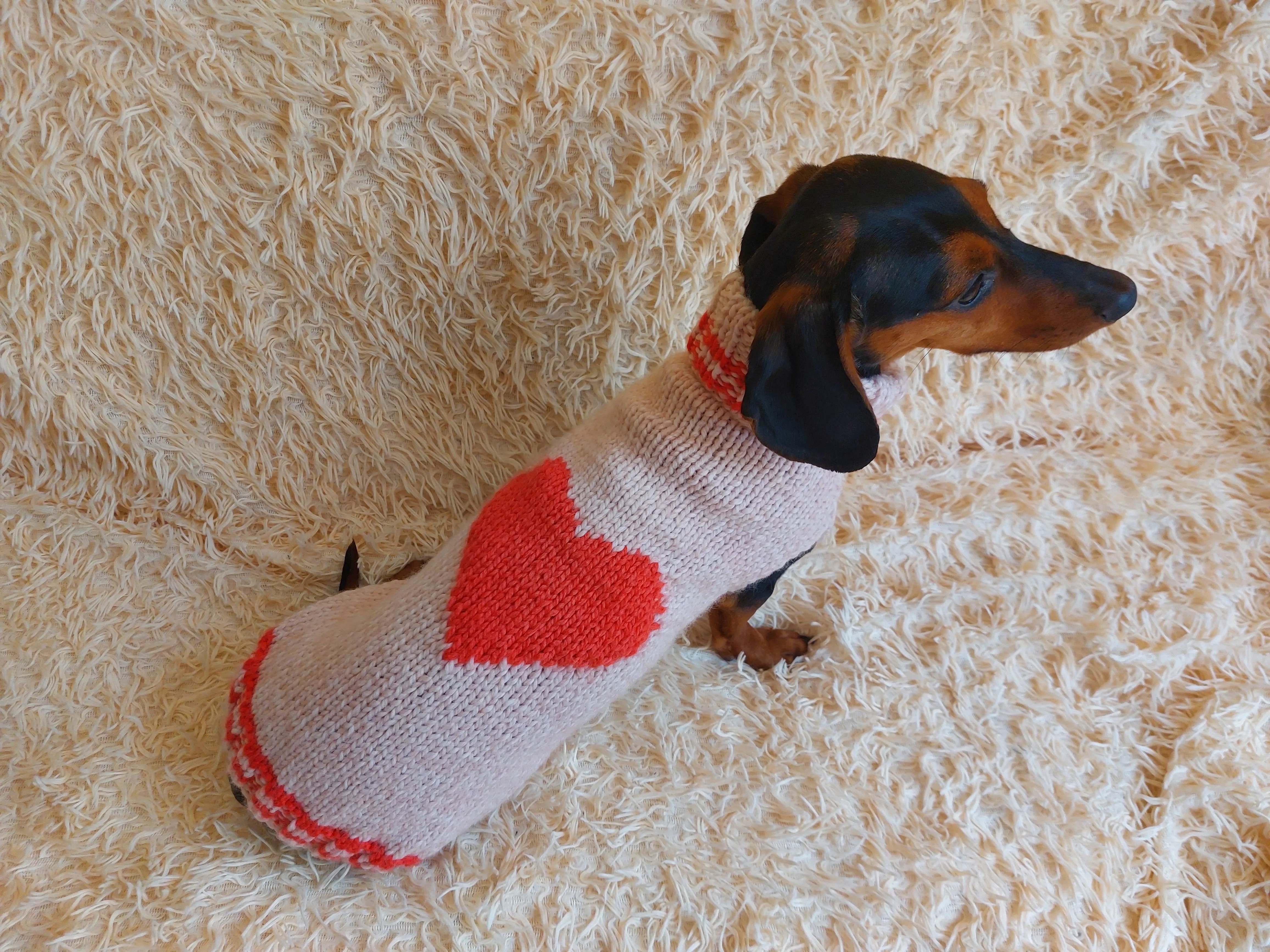 Festive Heart Pet Outfit Heart Jumper Dog Clothes Sweater Valentine's Day,Dog Lover Gift Knitted Sweater.