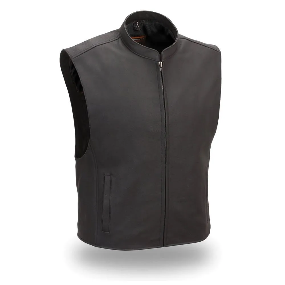 FIM656CSL Men's Zip Front Club Patch Vest Black