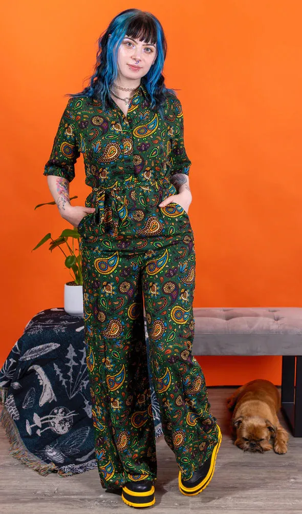 Forest Green Paisley Jumpsuit