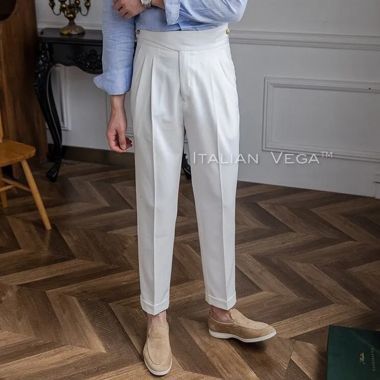 Frost White Classic Buttoned Formal Gurkha Pants by ITALIAN VEGA®