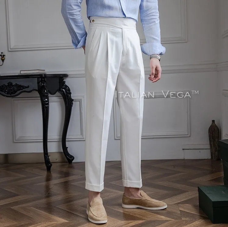 Frost White Classic Buttoned Formal Gurkha Pants by ITALIAN VEGA®