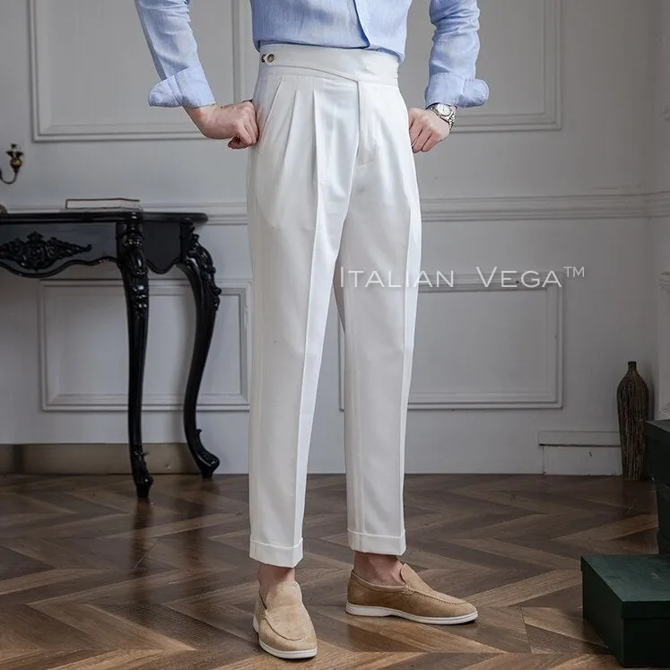 Frost White Classic Buttoned Formal Gurkha Pants by ITALIAN VEGA®