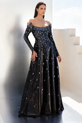 Fully embroidered sequined dress