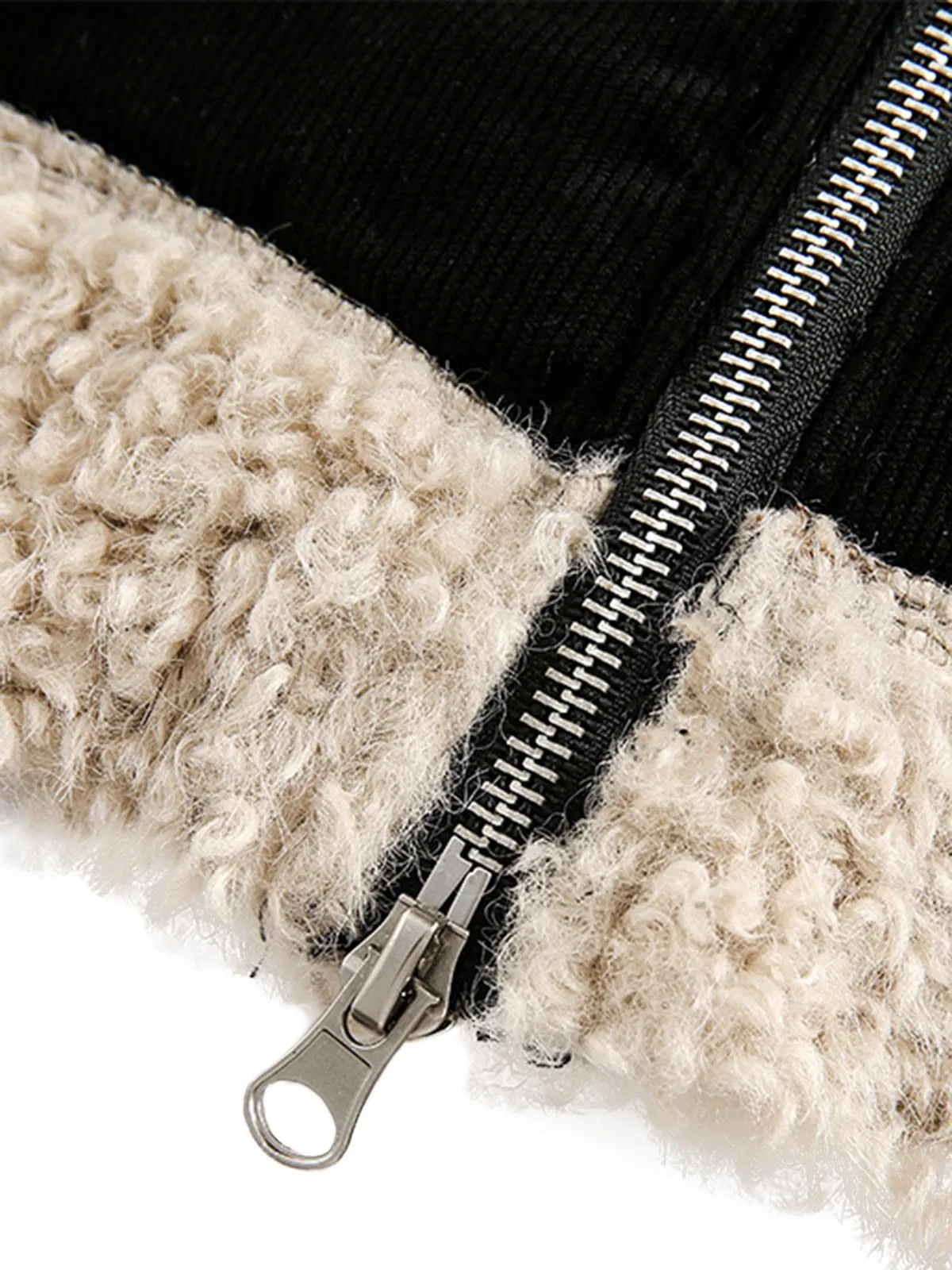 Fur Collar Zip Up Sherpa-Lined Jacket