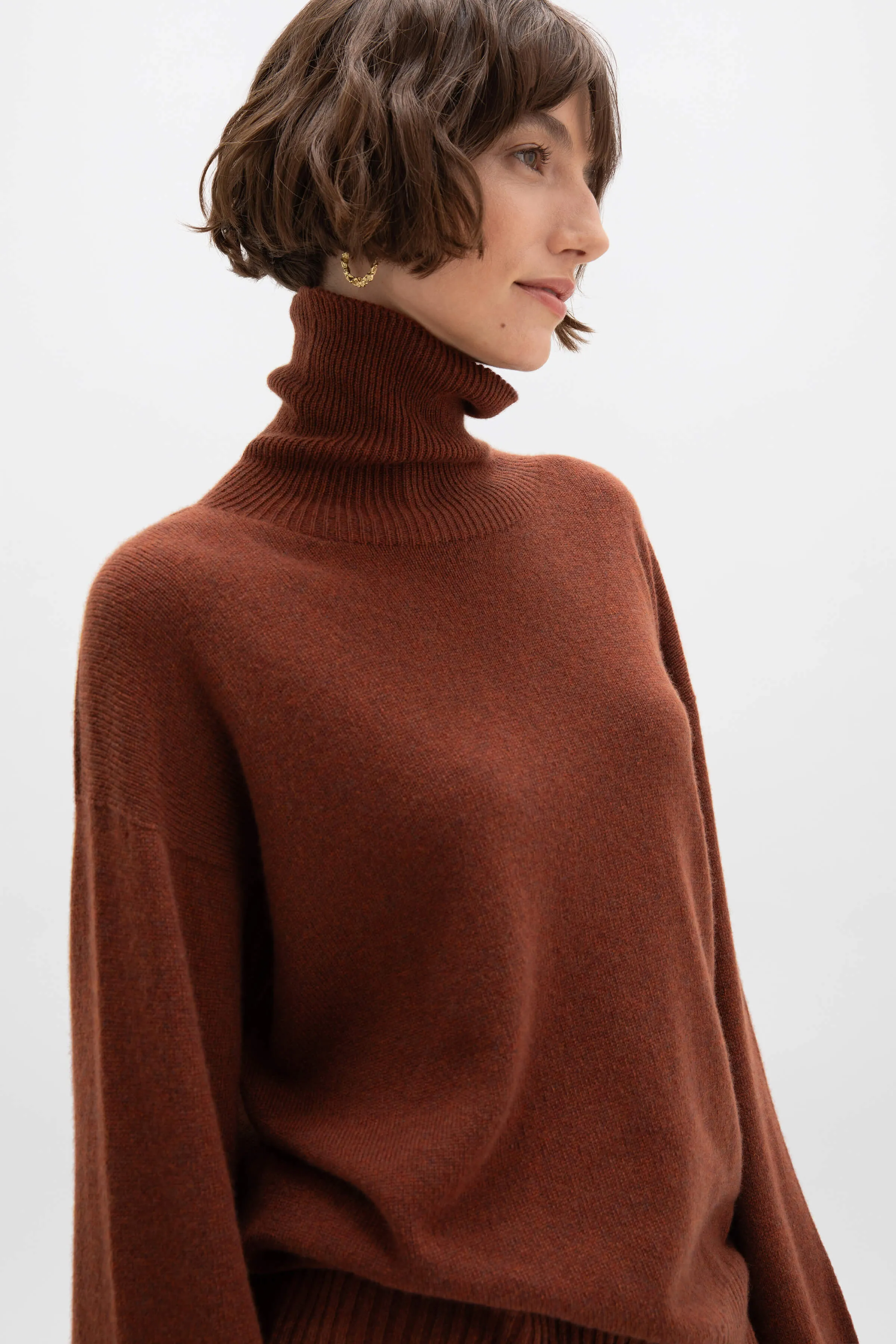 Gauzy Cashmere Roll Neck