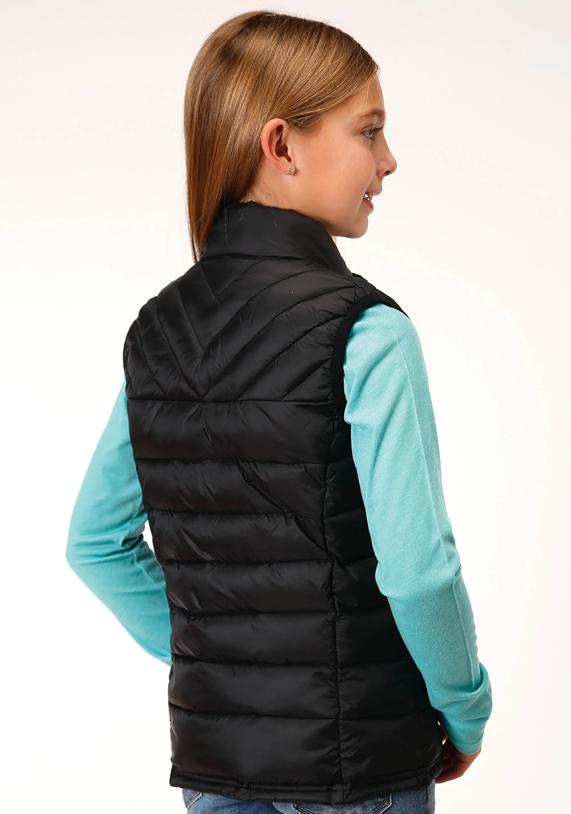 GIRLS  CRUSHABLE POLY FILLED  BLACK DOWN VEST