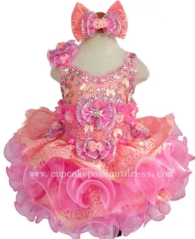 Glitz Beaded Bodice Lace Little Girls' Nationals Cupcake Pageant Dress