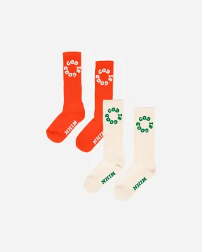 GOD IS GOOD SOCKS, 2pk (CREAM, ORANGE)