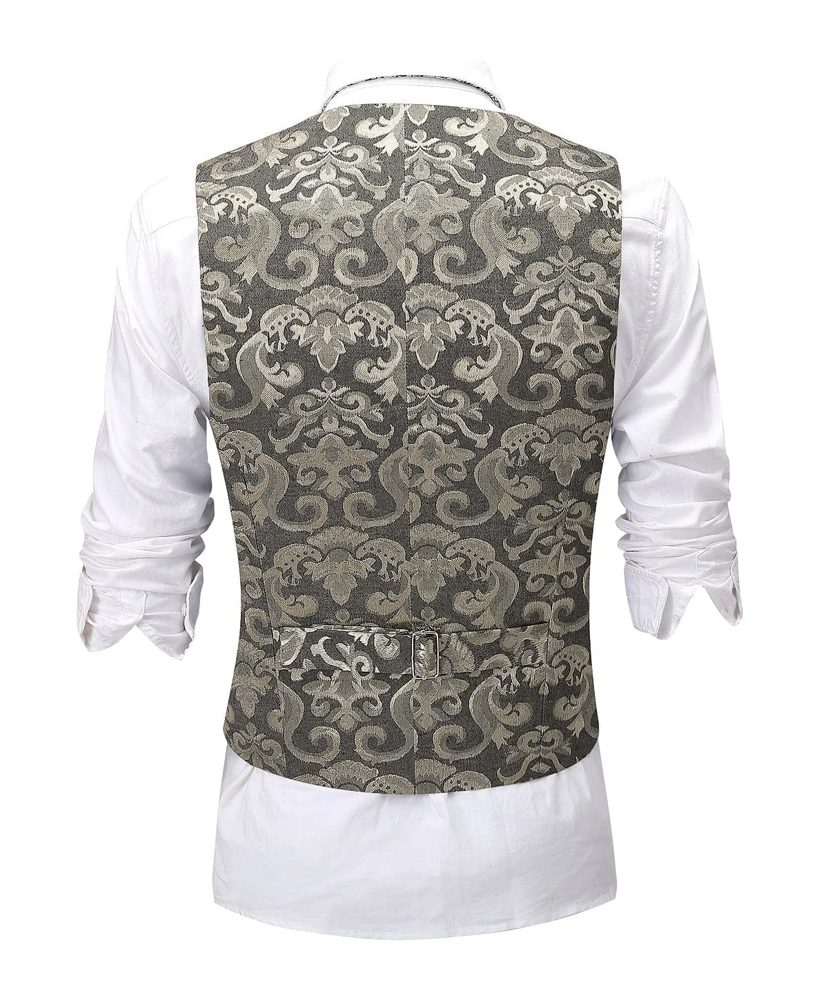 Gold Patterned V Neck Waistcoat