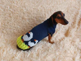 Goose clothes pet sweater - jumper with goose ducks for dogs - halloween clothes with goose for dachshund