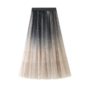 Gradient Star Sequined Mesh Maxi Skirt 漸變色星星亮片網紗半身長裙 (KCCLSP2116)