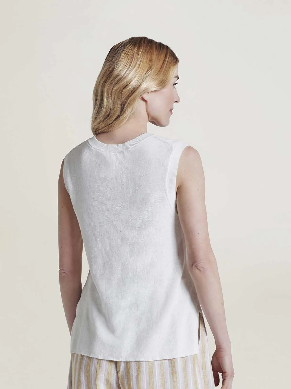 Hettie Organic Cotton Knit Vest - White