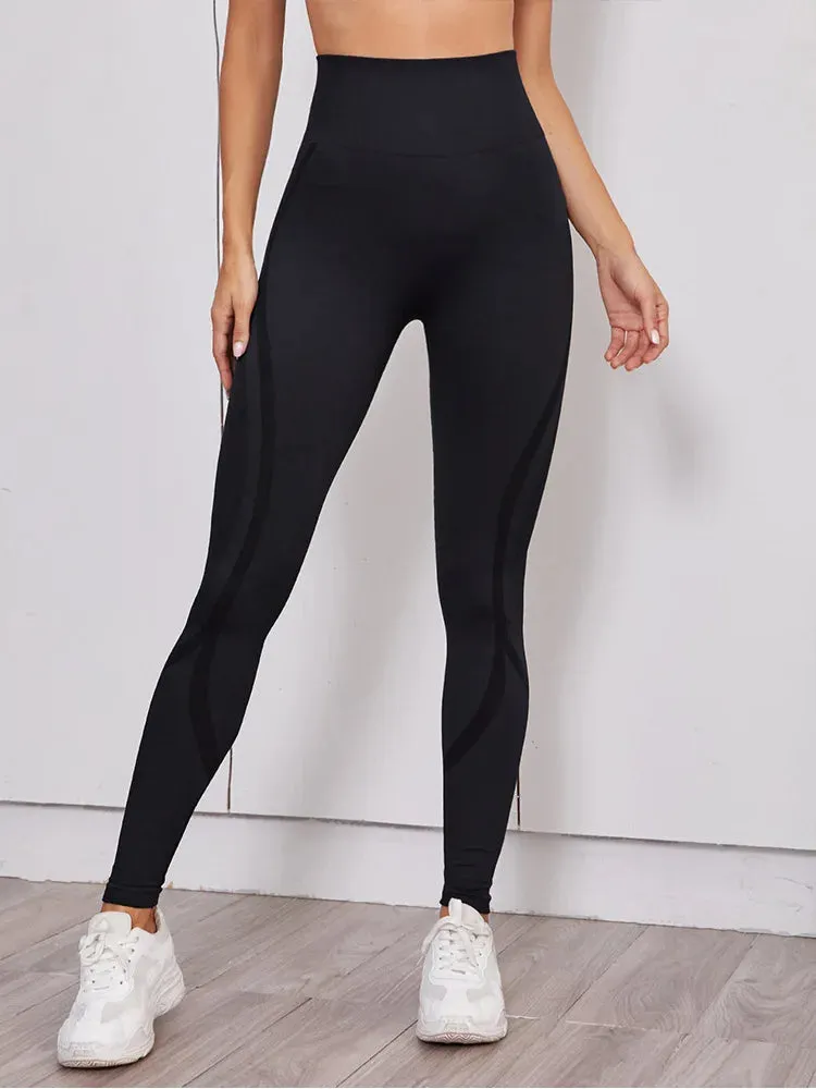 High Waist Elastic Gym Training Yoga Legging with Hollow Out Design