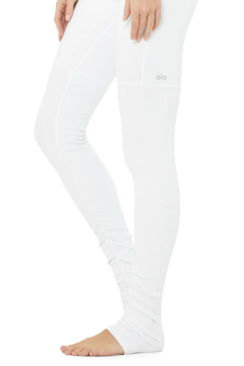 High-Waist Goddess Legging - White/White